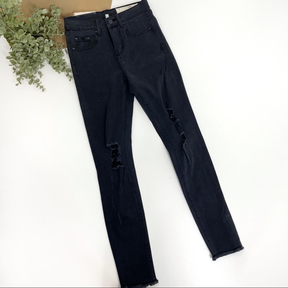 RAG & BONE• black distressed skinny jean - Picture 3 of 6
